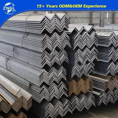 Black and Silver Q235B Q355b Iron Carbon Angle Steel Angle with 96mm 1056mm Web Width
